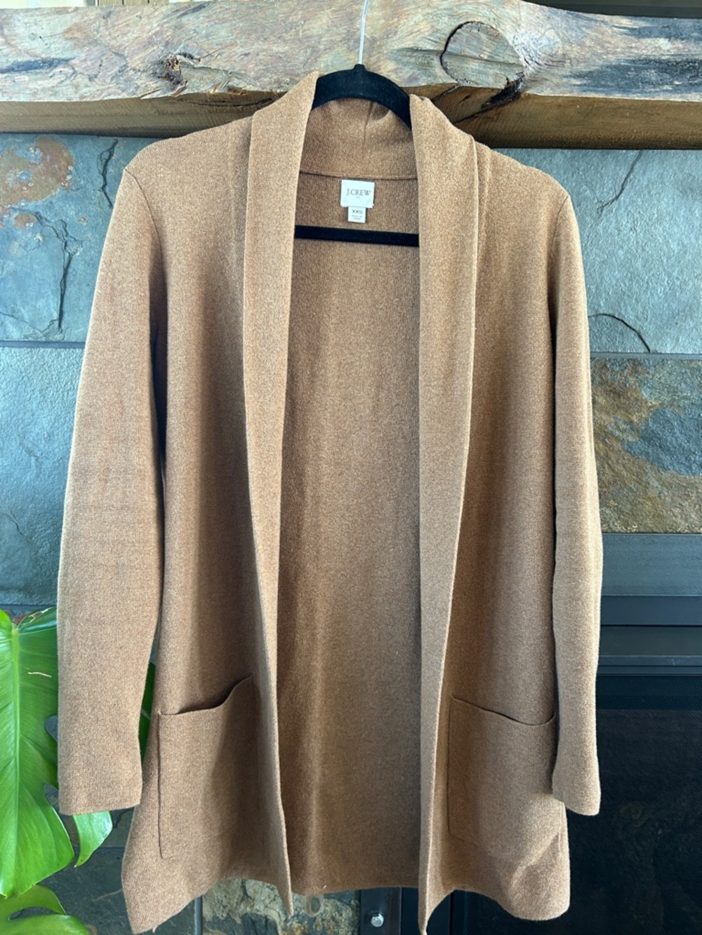 J. Crew Women's Open-Front Camel Brown Cardigan